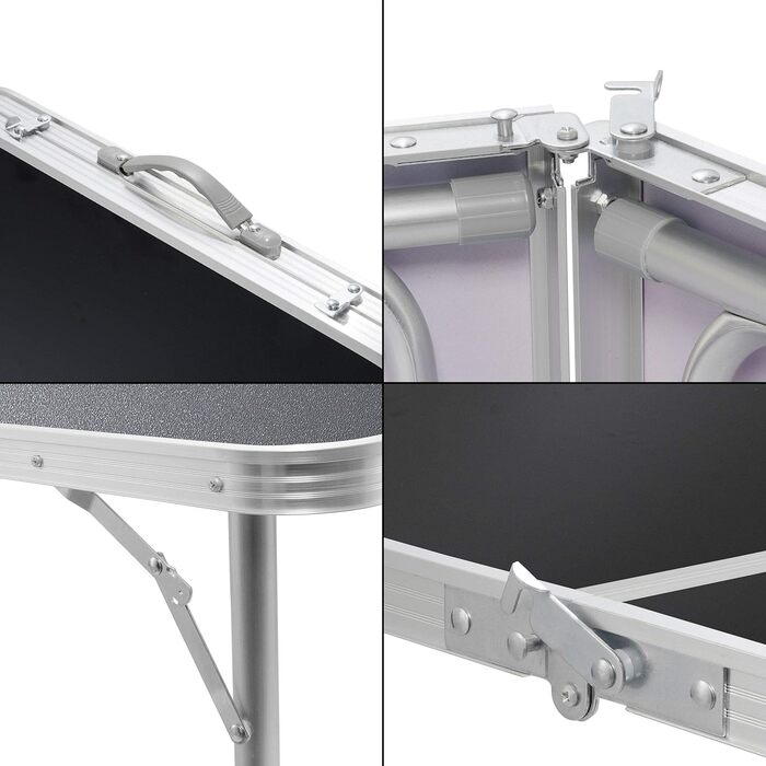 Складаний багатофункціональний стіл, багатоцільовий стіл, кемпінговий стіл, розкладний стіл, ринковий стіл, стіл з регульованою висотою для обклеювання шпалерами, бічний столик для кемпінгу в саду для фестивалів та ринків (чорний 120 x 60 см)