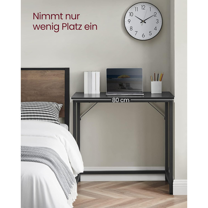 Стіл VASAGLE, комп&39ютерний стіл, офісний стіл, 80 x 50 x 76 см, для кабінету, спальні, вітальні, чорний колір Ebony-Ink Black LWD038B56V1 50P x 80A см Чорний колір Ebony Ink Black