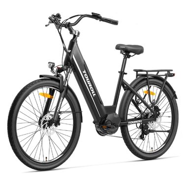 Електровелосипед Touroll MA1 26 дюймів для дорослих, міський електричний велосипед з двигуном 250 Вт 75 Нм із середнім приводом та акумулятором 36 В 468 Втгод, запас ходу 110 км, гідравлічні дискові гальма, електровелосипеди для чоловіків та жінок