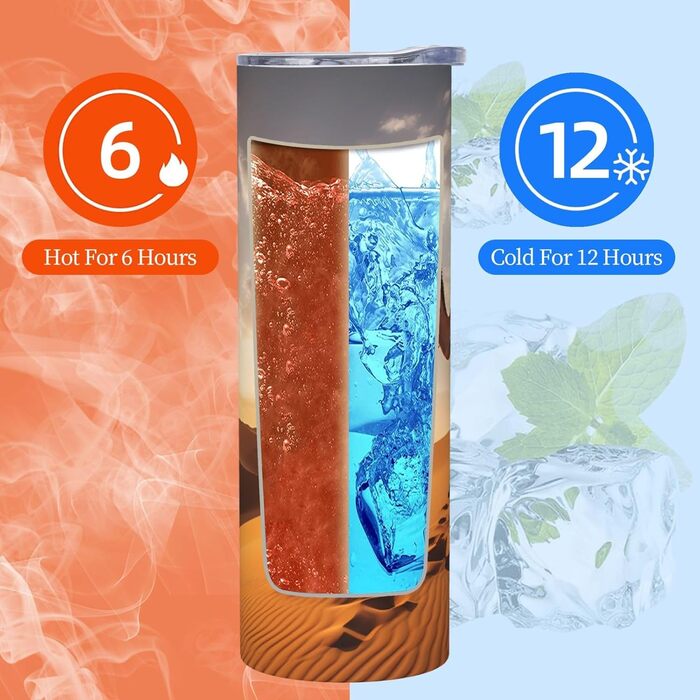 Кухоль з прямою трубочкою, 590 мл, одинокий верблюд, з принтом, дорожній кухоль, підходить для кемпінгу, офісу та дому