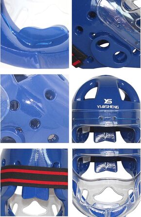 Шолом Rockible для карате для дорослих та дітей, ударостійкий, захисний щиток для обличчя з бойових мистецтв MMA для тренувань з тхеквондо, синій XL