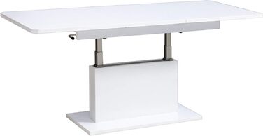 Розсувний журнальний столик designimpex DC-1, регульована висота 126/168 см, білий глянець, сучасний, універсальний стіл для вітальні, обідній стіл, журнальний столик, журнальний столик до дивана, що економить місце, високоякісний журнальний столик для ві