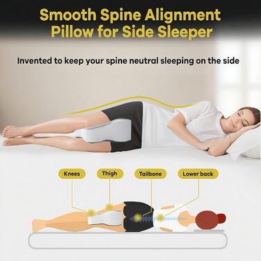 Подушка для колін для сну на боці Ергономічна подушка для ніг підтримує стегна та коліна, покращує поставу під час сну, зі знімним чохлом, який можна прати, білий колір