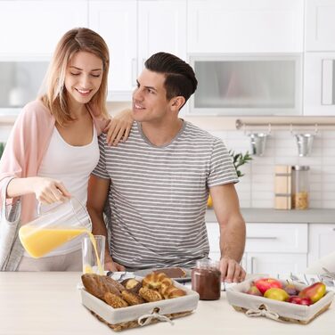 Хлібний кошик Relaxdays, набір з 3 шт. , різних розмірів, тканий, з тканинною вставкою різних розмірів, плетені, з тканинною встав