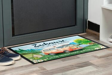 Килимок для кемпінгу True Statements 50x35 см Дім там, де ми паркуємося персоналізований вашим бажаним текстом та 14 караванів - для використання в приміщенні та на вулиці - кемпінг, автофургон або караван 35 x 50 см (прямокутний)