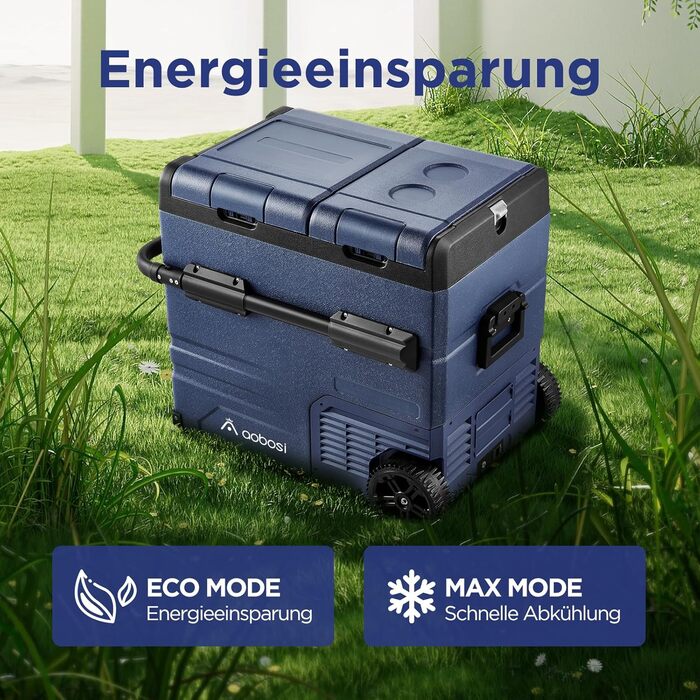 Компресорна холодильна камера, автомобільна холодильна камера з USB-з'єднанням, 55 л з двома зонами і подвійними дверима, електрич