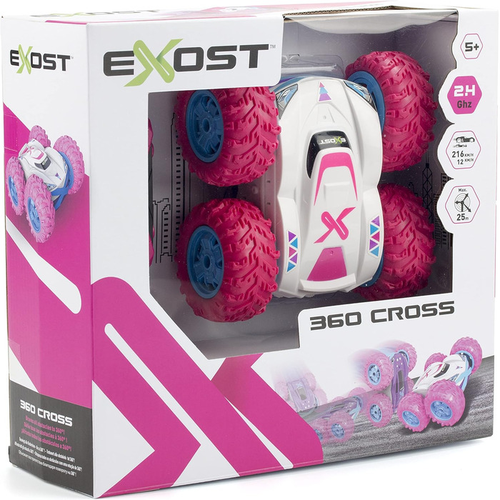 Позашляховик Exost Silverlit на дистанційному управлінні 360 Cross Pink - для дітей віком від 5 років - Повний привід на 2 сторони на 360 - Екологічна упаковка, що легко відкривається - 54727 Pink - Екологічна упаковка