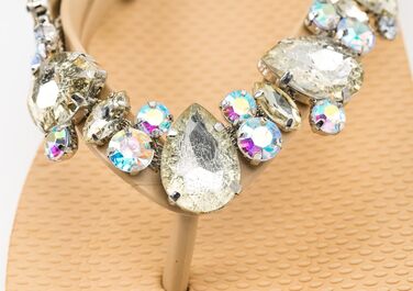 Бежевий - Жіночі літні шльопанці-шльопанці mooilo з бежевими стразами (вишиті вручну) - Ультрам&39яка підошва - Дизайн, зроблено в Німеччині, розмір 40 EU, Бежевий