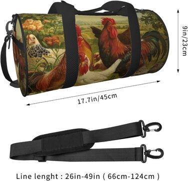 Спортивна сумка для подорожей, дизайн кури та ферма, чорний колір, універсальний розмір, дорожня сумка