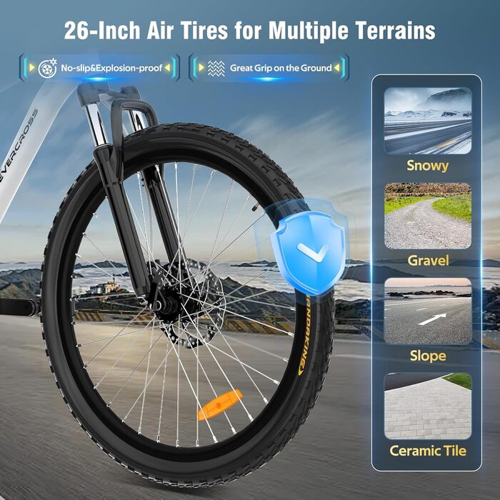 Гірський велосипед EVERCROSS EM3 для дорослих (чоловіків та жінок), 26-дюймовий велосипед, 21-швидкісна система передач, алюмінієва рама з амортизаційною вилкою, всюдихідний велосипед з дисковими гальмами, вантажопідйомність 150 кг