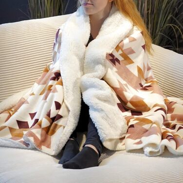 М&39яка ковдра Inka, приблизно 150x200 см, пухнастий плед з візерунком, двостороння ковдра, ковдра на диван з шерпа-підкладкою, покривало для ліжка, плед, ковдра в стилі бохо, вінтаж (рожевий/коричневий)