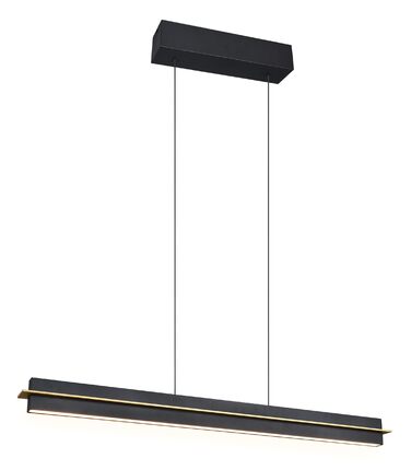 Стеля LED-підвіс Trio Leuchten Emerson 346710180, матовий чорний/золотий метал, 22 Вт LED, регульована висота, плавне налаштування кольору світла, 4-позиційний сенсор