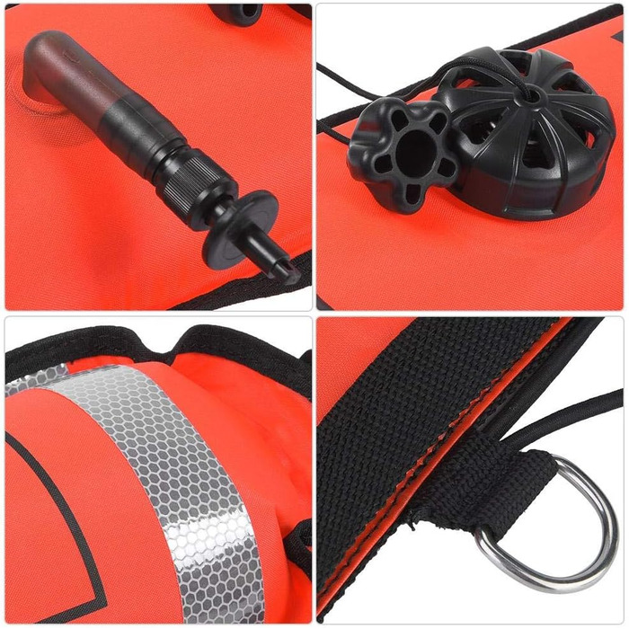 Надувний буй для дайвінгу Demeras 6 футів, маркер поверхні, SMB, для безпечного підводного дайвінгу та сноркелінгу, червоний