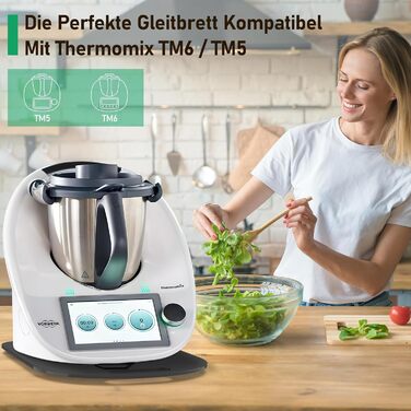 Ковзаюча дошка Xtsuen для Thermomix TM6/TM5, аксесуари для акрилової ковзаючої дошки, високоякісні тефлонові глайди, переміщення без зусиль, ковзаюча дошка Thermomix з ручкою (чорна)