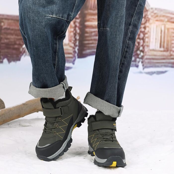 Дитяче зимове взуття TARELO, нековзні зимові чоботи, снігові чоботи середнього розміру, унісекс взуття для походів на підкладці для хлопчиків, розміри 32-39, зелене, EU 39