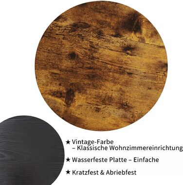 Круглий журнальний столик з 2 ярусами, маленький круглий дерев&39яний журнальний столик, круглий журнальний столик у вінтажному стилі для вітальні та спальні, рустикальний коричневий