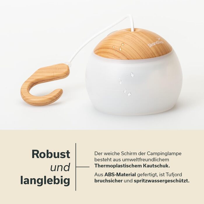 Світлодіодний кемпінговий ліхтар Skandika Tufjord 3 режими освітлення, акумуляторна батарея 2000 мАг, ліхтар для намету, нічник Ліхтар для кемпінгу, саду, декору, походів (під дерево)