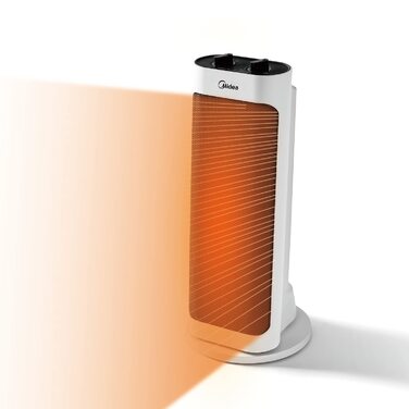 Електричний обігрівач Midea NTH20-19JE, керамічний конвектор 2000 Вт, низьке енергоспоживання, низький рівень шуму, 2 режими температури, термостат, білий