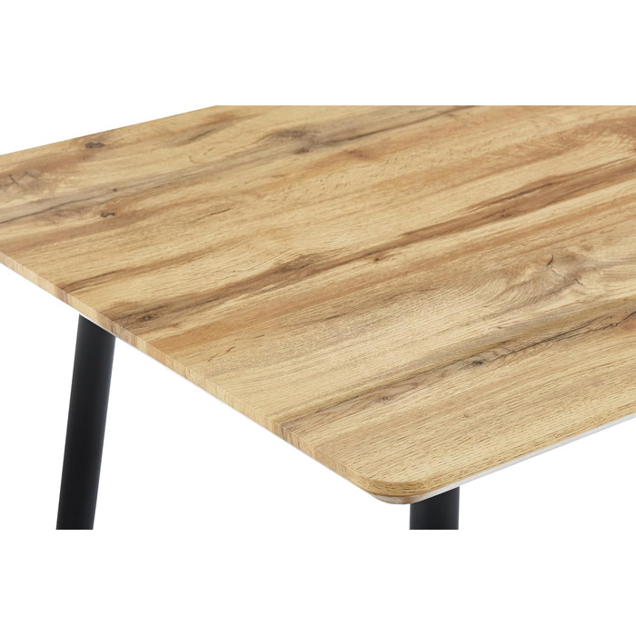Обідній стіл SAM Trondheim 115 x 75 см Деревина під дикий дуб Швейцарський край Чорний металевий каркас на 4 ніжках Їдальня та кухня 115 x 75 см МДФ / Чорний каркас