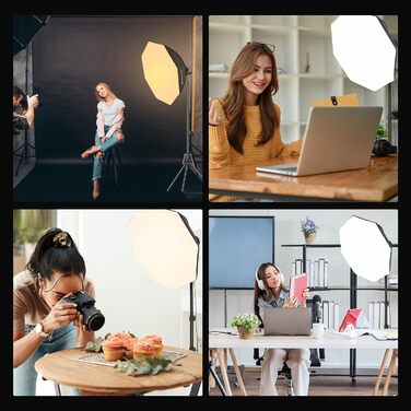 Фотостудія Soonpho Softbox Set, восьмикутний набір фотосвітла Softbox зі світловими штативами 22 дюйми/55 см, студійне світло 3000-6000K для студійної відеозйомки портретів, 2 x 85 Вт фотосвітло з дистанційним керуванням