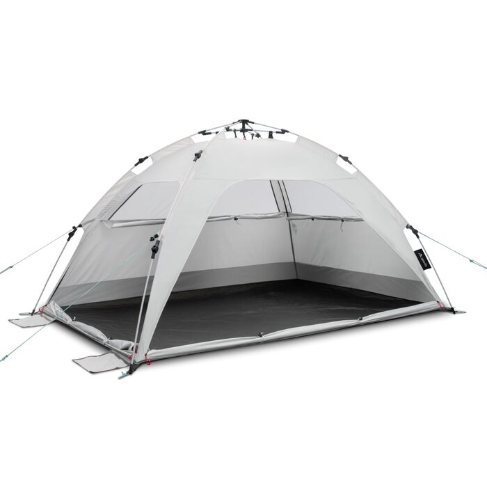 Пляжний намет qeedo Quick Palm із захистом від ультрафіолету (UV80) та невеликим розміром у пакуванні - Легкий, швидкозбірний пляжний намет (система швидкого складання) пропонує захист від сонця та вітру на пляжі, особливо для дітей. Піщано-сірий колір.