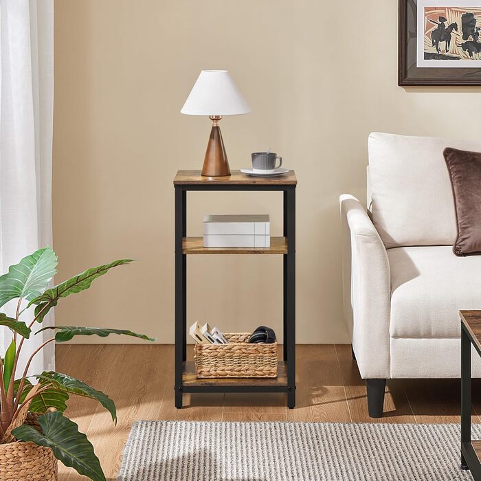 Вінтажний телефонний столик Yaheetech, приставний столик з 3 полицями, маленька тумбочка, столик для дивана, 40 x 30 x 74,5 см, металевий каркас, ідеально підходить для вітальні, спальні, офісу