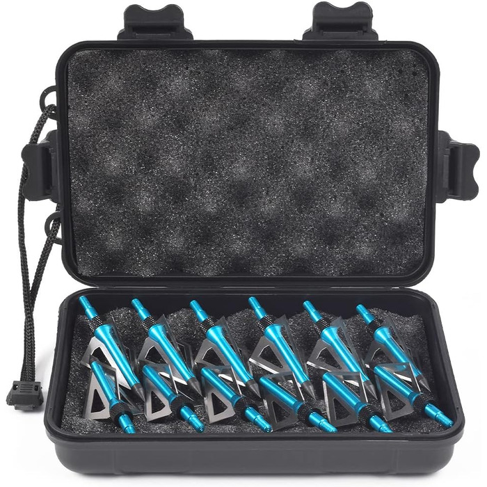 Наконечники стріл 100 гран (вкручувані) — для зовнішнього використання, сині, 12 шт. + пластиковий кейс