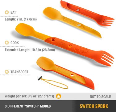Набір столових приборів UCO з 2 перемикачів кемпінгова ложка, виделка, ніж, ретро, схід сонця