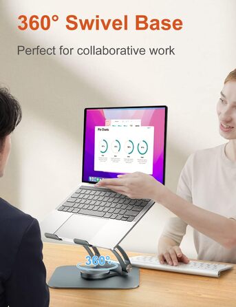 Підставка для ноутбука tounee з поворотним механізмом на 360, ергономічна, регульована по висоті. Підвищення для ноутбука на стіл, стійка для роботи стоячи. Сумісна з ноутбуками 1017 дюймів, сірого кольору.