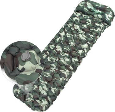 Надувний килимок для сну з подушкою, надлегкий кемпінговий надувний матрац, сумка для перенесення, невеликий розмір для кемпінгу на свіжому повітрі, подорожей у наметі, походів, килимок для сну, трекінговий матрац (камуфляжний, 190 x 56 x 5,5 см) 190 x 56