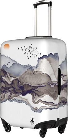 Чохол для валізи Сірі пагорби, птахи - захисний, з малюнком, великий розмір (80 см), білий