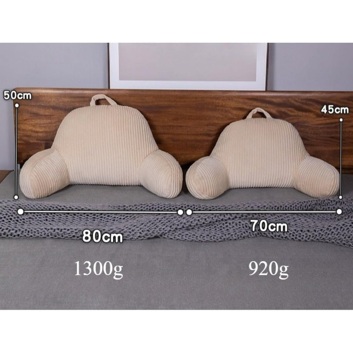 Подушка для читання, м&39яка плюшева подушка для спини з ручкою та кишенею, подушка для читання для дітей та дорослих, подушка для спинки дивана, ігрова, телевізійна, розслаблюючі подарунки (кремова, 80 x 50 см) Кремового кольору 80x50 см