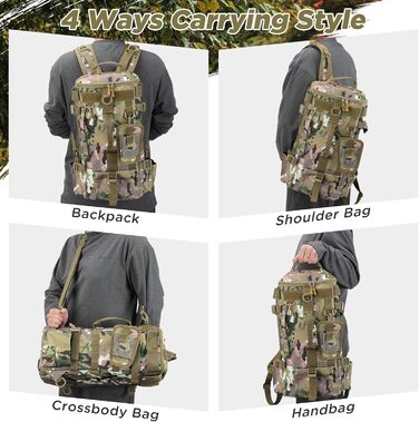 Рибальська сумка Aceshop, водонепроникний рюкзак для рибальських снастей Рюкзак для риболовлі Військова сумка через плече Тактичний туристичний рюкзак Сумка для рибальських снастей Багатофункціональний військовий рюкзак для риболовлі Походи в подорожі