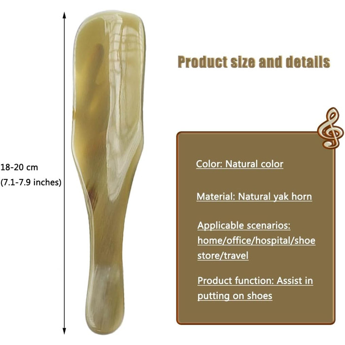 Для людей похилого віку, портативний взуттєвий ріг Yakhorn з короткою ручкою, практичний для людей з болем у спині, маленький і тонкий підйомник для взуття для подорожей натурального кольору*3 18-20 см