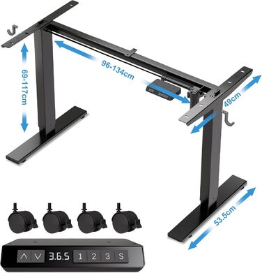 Електричний стіл для роботи сидячи та стоячи, електрична рама з потужним двигуном, функцією пам&39яті та запобігання зіткненням, порти USB-A та Type-C, регулювання висоти (70119 см), K2303