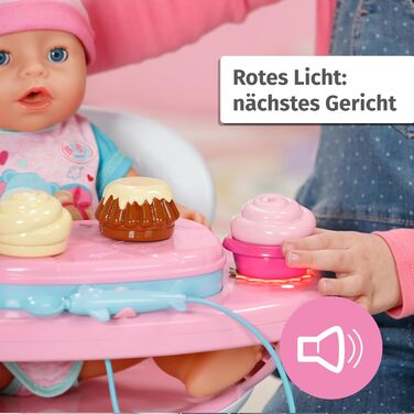 Столик для годування BABY born зі світловою та звуковою функцією, з більш ніж 10 різними стравами та напоями для ляльок 43 см, 837009 Zapf Creation