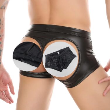 Чоловічі боксерки Generisch, з PU-шкіри, еластичні, відкриті, розмір L