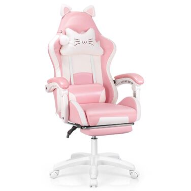 Ігрове крісло Ергономічне ігрове крісло Настільне крісло з тканинною поверхнею, пружинною подушкою сидіння, з&39єднувальними підлокітниками та підставкою для ніг