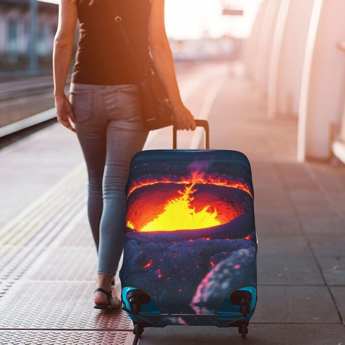 Чохол для валізи Kilauea з прихованою блискавкою, дизайн вулканічний принт, практичний, еластичний, машинне прання, для валіз, Білий/Пишний сад, X-Large Білий/Пишний сад XL