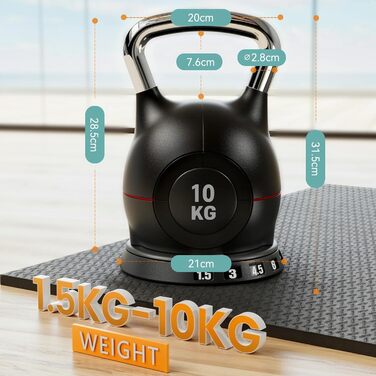 Регульована гиря LIFERUN 1.5-10 кг для домашнього тренажерного залу, чорна
