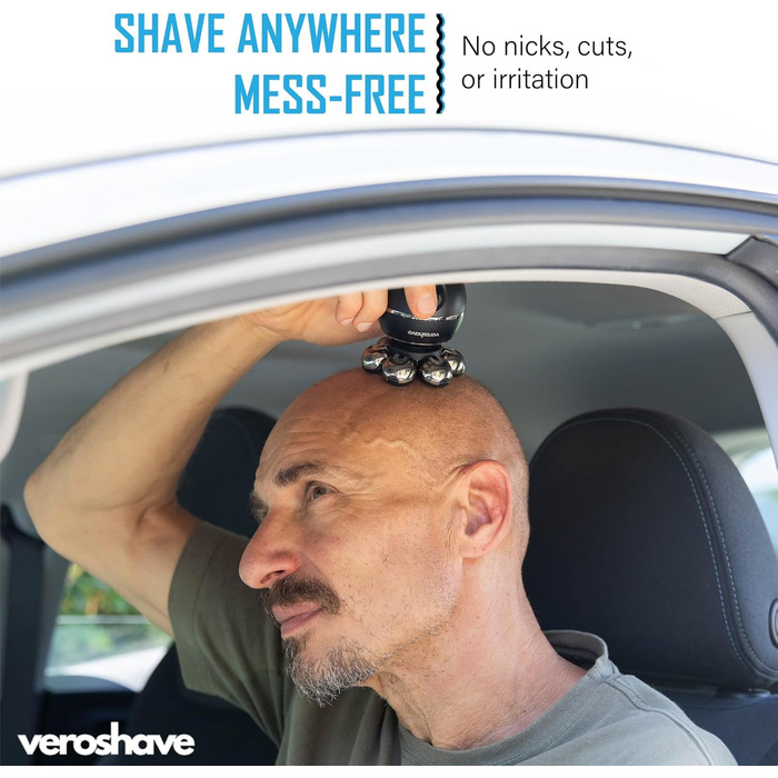 Бритва для лисої голови Veroshave з 7 лезами для чоловіків - бездротова акумуляторна машинка для стрижки волосся з вигнутими лезами, чисте та ретельне гоління, зручний набір для догляду за волоссям у подорожах