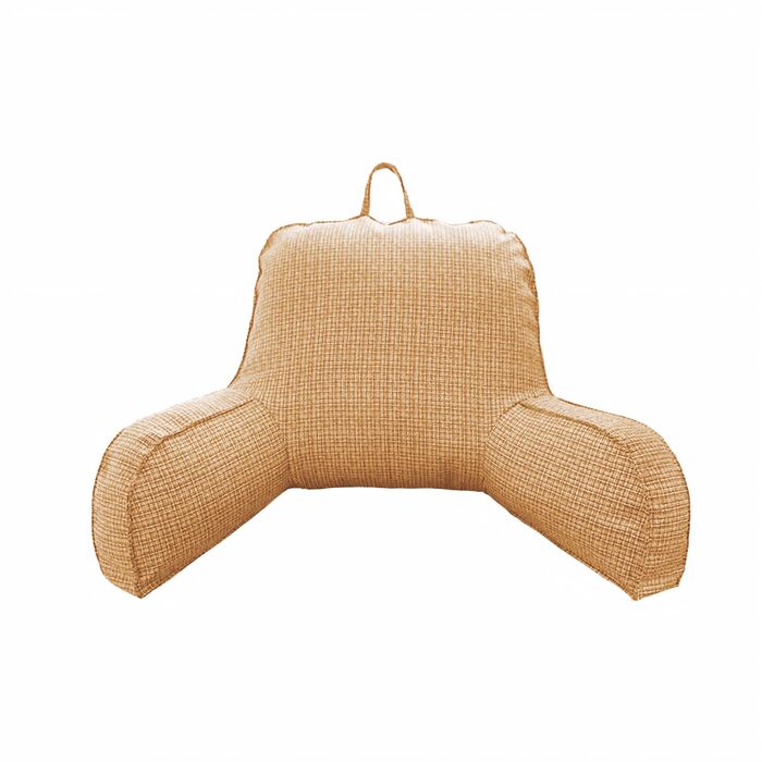 Подушка для читання - подушка для читання з імітацією льону для сидіння в ліжку, для дорослих, подушка для спини для сидіння в ліжку, підтримка спини та підлокітників, подушка для відпочинку на ліжку з підлокітником, кишенею та чохлом, який можна прати (в