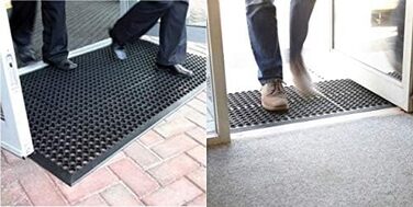 Нековзний гумовий килимок 90x150 см з бордюром Міцний кільцевий гумовий килимок для зовнішнього та внутрішнього використання Всепогодний брудозахисний килимок зі 100 гуми Дренажна стільникова структура для надійного зчеплення