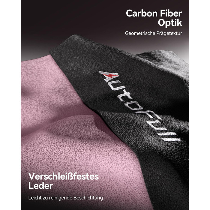 Ігрове крісло AutoFull C3, ергономічне ігрове крісло з поперековою опорою, регулюванням висоти та функцією нахилу, ігрові крісла з підставкою для ніг, вантажопідйомність 150 кг, гоночний дизайн сидіння зі штучної шкіри (рожевий)