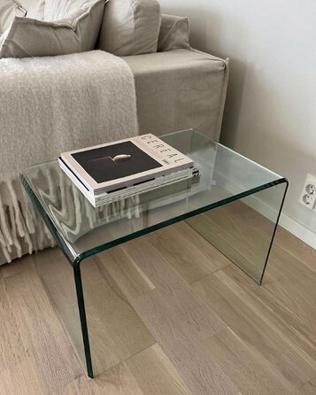 Журнальний столик Beliani, скло, прозорий, C-подібна форма, 40x61 см, сучасний, простий, Lourdes