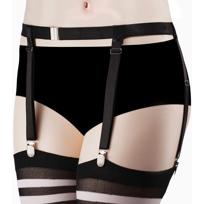 Жіночий нейлоновий пояс для панчіх Moon Wood, регульована еластична стрічка з 4 металевими затискачами, для стегон, чорний, більше