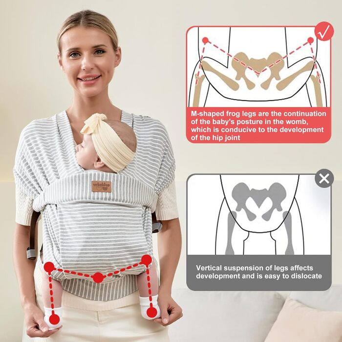 Переноска для новонароджених від народження Extra Soft, Front Carrier Ergonomic (Striped Grey)