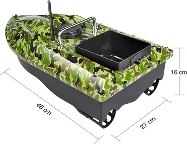 Метровий човен з наживкою. Човен із дистанційним керуванням. Човен із дистанційним керуванням. Човен із наживкою. Подвійний моторний ехолот із завантаженням 1,5 кг із датчиком ехолота. Подарунки рибалці для риболовлі на коропа (камуфляжний човен із ехолот