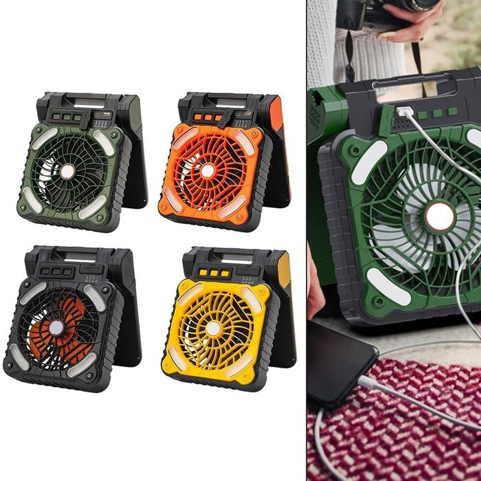 Портативний кемпінговий вентилятор на сонячній енергії та світлодіодний ліхтар з акумулятором ємністю 5200 мАг для пригод на свіжому повітрі