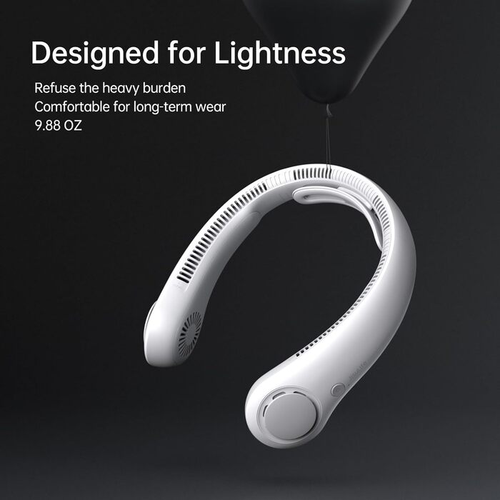 Портативний шийний вентилятор JISULIFE, підтримка шиї, особистий Hands Free, 5-швидкісне регулювання передач, 3900 мАг, які можна носити, перезаряджаються, подарунки для жінок і чоловіків - темно-сірий